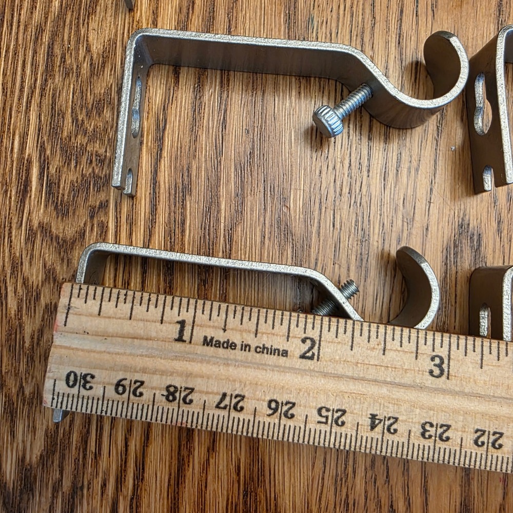 3" Silver Metal Curtain Rod Brackets Wall Mount 1 inch Rods Set of 4